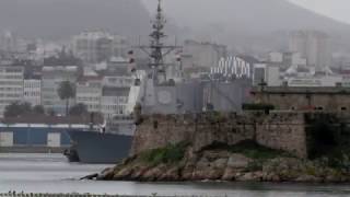 Spanish Frigate ALMIRANTE JUAN DE BORBON F102 departs A Coruña [upl. by Sheelagh]