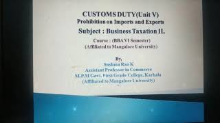 Customs Duty Prohibition on importation and exportation of goods [upl. by Ahtaga41]