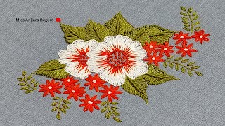 quotHow to Embroider Cute Twin White Flowers on a Cushion Coverquot [upl. by Adehsar]