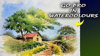 🎨 Best Landscape Painting for Beginners  Watercolor  Watercolour [upl. by Ham55]