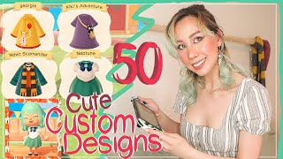 50 CUTE Animal Crossing Custom Designs clothes with CODES🍊👘  new horizons [upl. by Korrie]