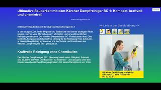 Ultimative Sauberkeit mit dem Kärcher Dampfreiniger SC 1 Kompakt kraftvoll und chemiefrei [upl. by Esinnej]