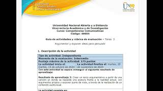 Tarea 3Argumentar y exponer ideas para persuadir [upl. by Yelrebmik981]