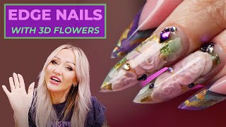 How To 3D Flowers Encapsulated in Edge Nails [upl. by Arrio]