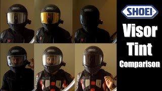 Shoei Visor Comparison Gold Silver Dark Smoke Transitions [upl. by Greg821]