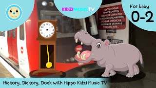 Hickory Dickory Dock with Hippo Kidzi Music TV 🕰️🐁🐿️🐒🐖🦊🦛  Nursery Rhyme for Baby 02 Years 👶🏻 [upl. by Eimak]