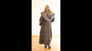 Finest Full Length Hooded Toscana Sheepskin Coat in Grey  Luna [upl. by Izak719]