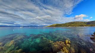 Panorama sur la magnifique baie de Campomoro en Corse vers Propriano dans le golfe du Valinco [upl. by Twyla]