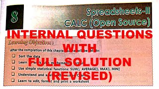 DAV CLASS 6 COMPUTER CHAPTER 8  SPREADSHEETII CALC  INTERNAL QUESTION  SOLUTION  NOTES [upl. by Eunice387]