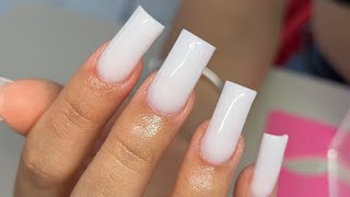 Milky White Nails 🥛🤍 Super Clean Application  Watch Me Work [upl. by Sumedocin]