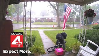 Porch pirate caught on camera stealing package in Livonia [upl. by Hras]