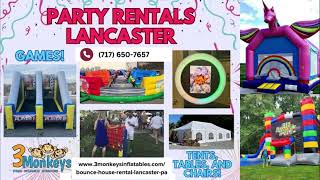 Party Rentals Lancaster PA  3 Monkeys Inflatables  7176507657 [upl. by Kcirevam]