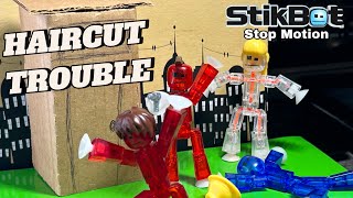 HAIRCUT TROUBLE Stikbot Stop Motion [upl. by Atsillac]