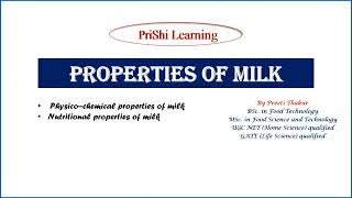 Properties of Milk  Nutritional and Physicochemical properties of Milk  Food Safety Officer [upl. by Eihcra]