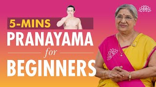 5 Minute Pranayama For Beginners  Practice Breathing Exercise  Pranayama Benefits  Dr Hansaji [upl. by Oona880]