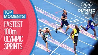 Top Fastest Mens 100m in Olympic History  Top Moments [upl. by Joya]