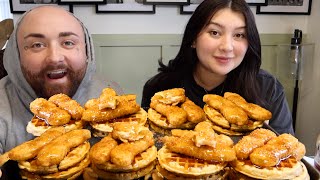 CHICKEN amp WAFFLES Brunch Mukbang  QampA [upl. by Daniella]