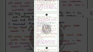 Class 10 metal and non metal handwritten notes chemistry science youtubeshorts udaanpw [upl. by Eznyl]