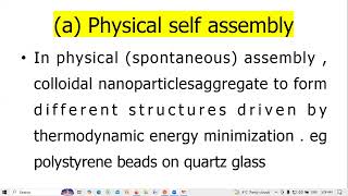 Self assemblyCHEM407Preparation methods of nano materialBSc II [upl. by Sunev]