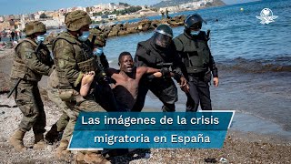 Ceuta las impactantes imágenes de la llegada masiva de inmigrantes al enclave español [upl. by Ayomat]