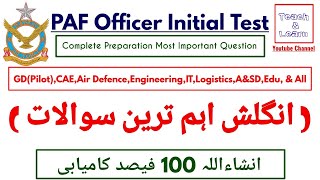 PAF Initial Test PreparationPAF English Question For GDPilotCAEAir DefenceEngineeringIT ampAll [upl. by Carri]