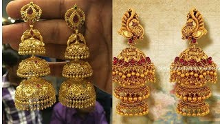 Latest Different Type Of Antique Jhumkas DesignsGold Buttalu Latest Models [upl. by Ettereve]