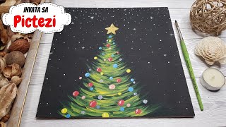 PICTURA DE CRACIUN🎄 BRAD DE IARNA  Tutorial Pictura Acrilica [upl. by Thapa]