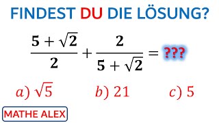 Berechne ohne Taschenrechner  Mathe Quiz  Rätsel  Brüche mit Wurzeln  Wurzeln  Mathe Alex [upl. by Martsen]