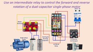 Single Phase Motor Reverse Forward Connection Using Intermediate Relay amp selector switch [upl. by Abroms]