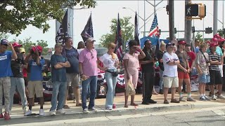 Trump supporters protesters stand shoulder to shoulder outside Atlanta rally [upl. by Bravin]