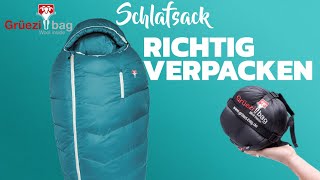 Wie packt man einen Schlafsack richtig ein  Schulungsvideo von Grüezi bag [upl. by Alliw]