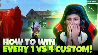 How To Clutch 1 Vs 4 In Custom 😱🔥  Garena Free Fire [upl. by Aibonez635]