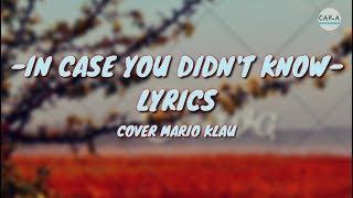 Brett Young  In Case You Didnt Know Lyrics Cover Mario G Klau [upl. by Junie]