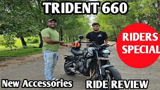 TRIDENT 660 MALAYALAM REVIEW  TRIDENT 660 USER REVIEW  TRIDENT 660 RIDE REVIEW  NEW ACCESSORIES [upl. by Ledah]