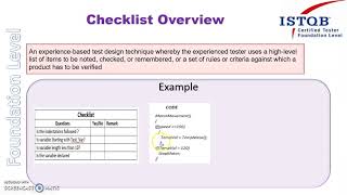 ISTQB  17 Checklist based ISTQB Foundation level training ISTQB [upl. by Brigit]