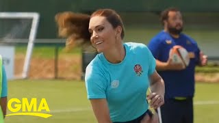 Princess Kate partakes in rugby session with players l GMA [upl. by Gilliette698]