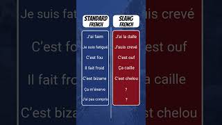 Français Standard VS Français Argot  learnfrench frenchwords frenchvocabulary [upl. by Arraeis]