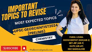 Geoscientist2024PrelimsMost expected topicsChemistryUPSCGeochemistImportant topics [upl. by Nojram]