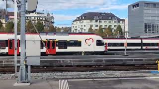 Switzerland scenic train ride Holiday Inn Express to Lucerne Stn via Mattenhof Stn 4K UHD [upl. by Smitty]