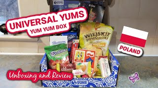 Poland UNIVERSAL YUMS Subscription Box Unboxing amp Taste Test  January 2024 YumYum Box [upl. by Nudd]