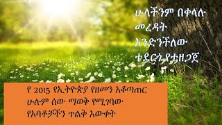 የ 2015 የኢትዮጵያ የዘመን አቆጣጠር Ethiopian Calendar [upl. by Noroj717]