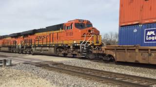 A super busy day on the BNSF Chillicothe sub Chillicothe IL w NS SD60M leader 031117 12 [upl. by Pournaras47]