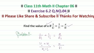 Class 11th  Exercise 62 QNo 04  Permutations and Combinations  maths NCERT solutions  CBSE [upl. by Naejeillib250]