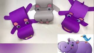 How to make cute Hippo  Making of Hippopotamus with paper  Hippo Paper Toy  School Activities [upl. by Ahsat265]