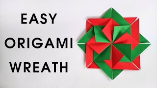 Easy origami CHRISTMAS WREATH  How to make a paper wreath [upl. by Zetnas]