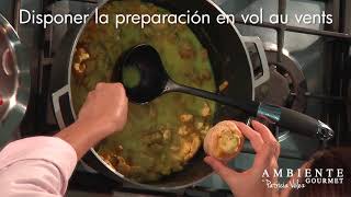 Receta de Vol au vents de pollo con curry y coco [upl. by Ahseram]