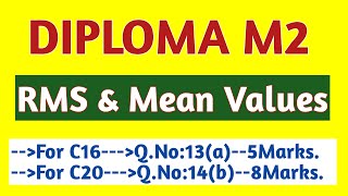 AP Diploma M2 RMS amp Mean Values TeluguDiploma 3rd Sem [upl. by Suiradel]