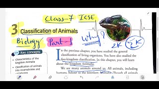 CLASSIFICATION OF ANIMALS CHAPTER 3 PART 1 BIOLOGY ICSE CLASS 7 EXPLANATION [upl. by Athalia]