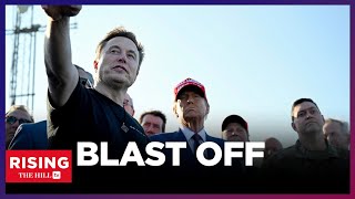 Trump Elon COZY UP At 6th SPACEX Launch RIVALS Musk And Jeff Bezos Find COMMON Ground [upl. by Hgielram]