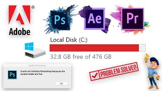 C Drive Full Problem Solved for Adobe Users Photoshop Premiere Pro Aftereffects Scratch disk full [upl. by Sergio]